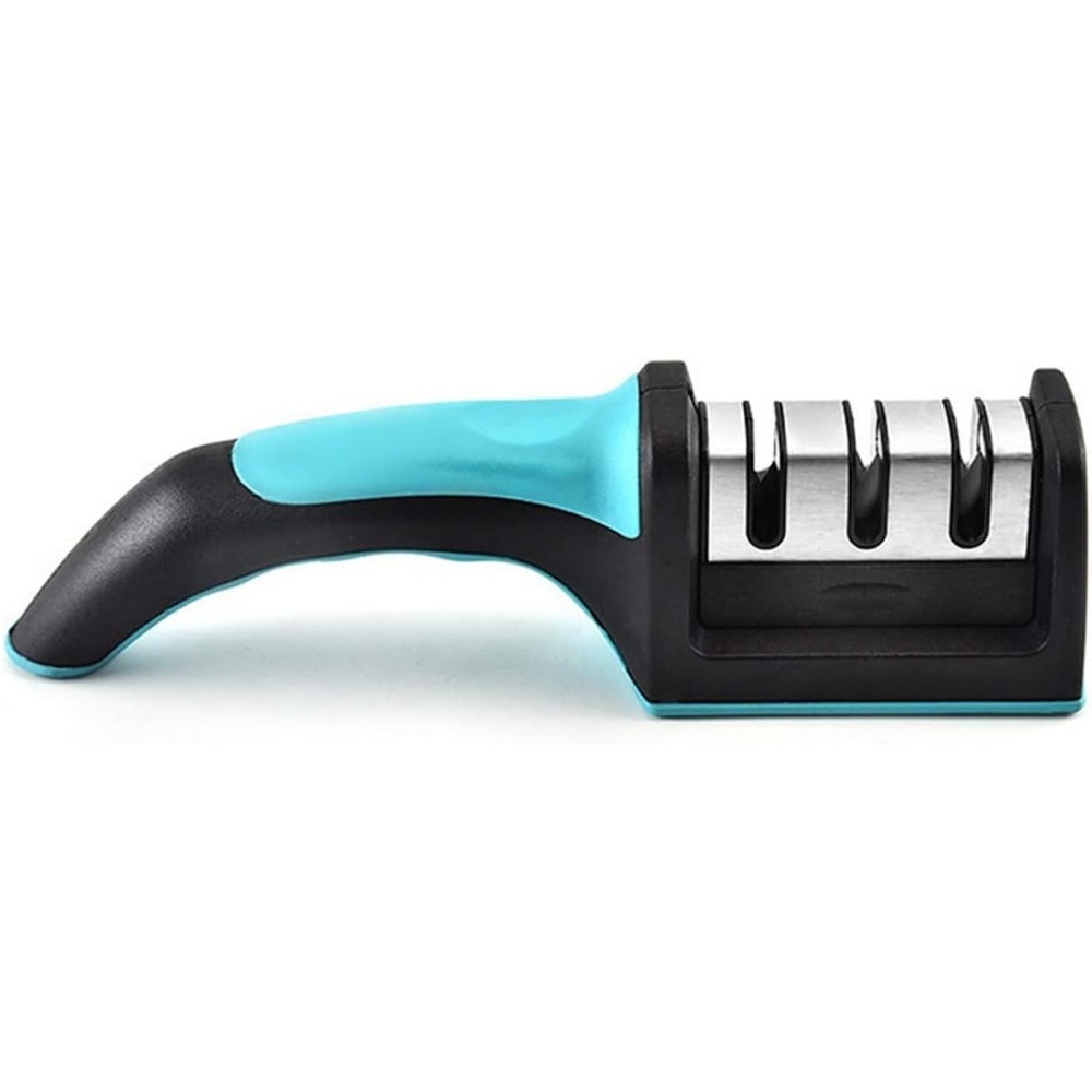 Kitchen Knife Sharpener with Coarse Medium and Fine 3–Stage Sharpening System